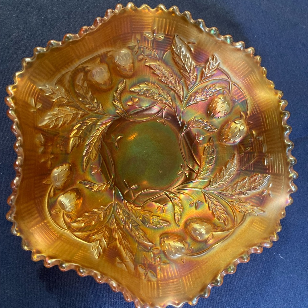 Orange strawberry carnival ware bowl